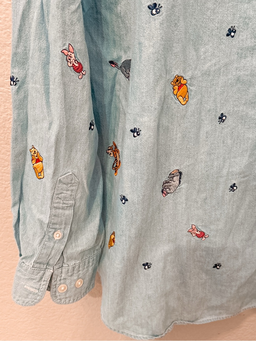 Vintage Disney Denim 100% Cotton Button Down Shirt XLarge Winnie The Pooh Womens - Picture 12 of 14